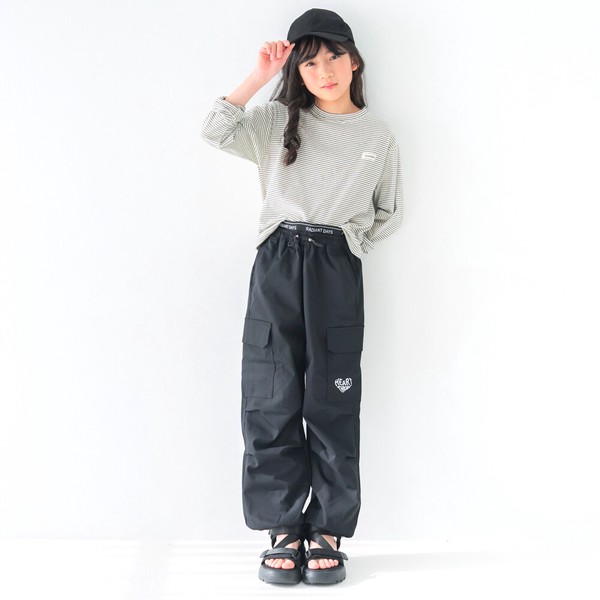 ジュニア140㎝-160㎝　ソフトツイル【ダブルウェスト】カーゴパンツ　3694　140㎝-160㎝