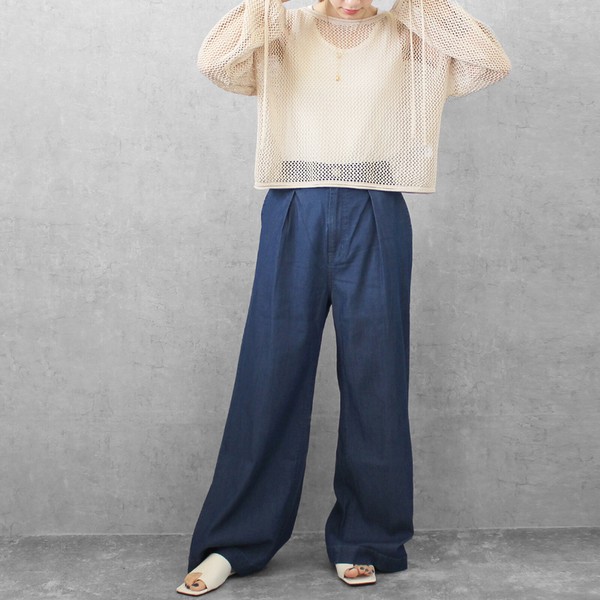 【SS定番】接触冷感 リヨセルデニムワイドパンツ テンセル混パンツ ボトムス 2026夏新作【即納】