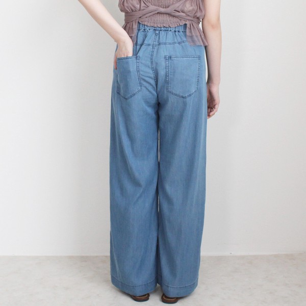 【SS定番】接触冷感 リヨセルデニムワイドパンツ テンセル混パンツ ボトムス 2026夏新作【即納】