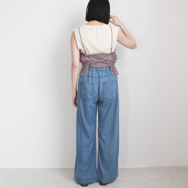 【SS定番】接触冷感 リヨセルデニムワイドパンツ テンセル混パンツ ボトムス 2026夏新作【即納】