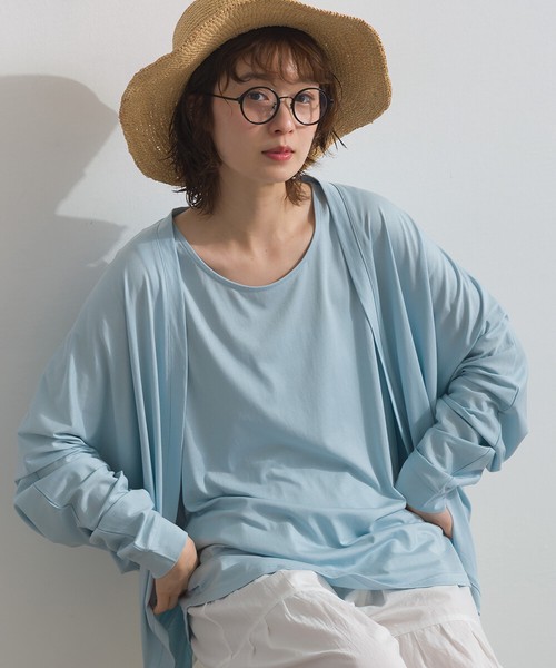 接触冷感 150g 32s綿レーヨン とろみ カーディガン【2026春夏新作】
