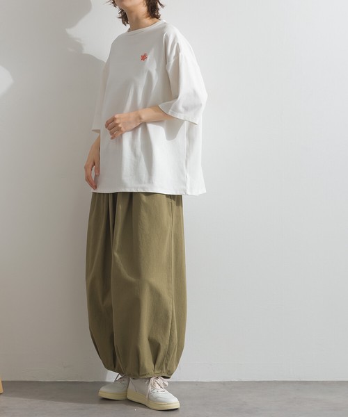200g 32sフライス編み ワンポイント刺繍 ゆるシルエット Tシャツ【2026春夏新作】