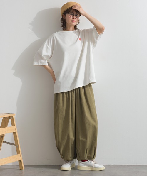200g 32sフライス編み ワンポイント刺繍 ゆるシルエット Tシャツ【2026春夏新作】