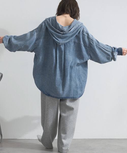【お問合せ多数につき再生産決定】 接触冷感 4.5oz とろみ リヨセル デニム フード シャツ【2026年春新作】