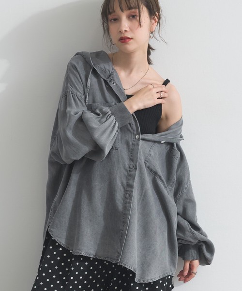 【お問合せ多数につき再生産決定】 接触冷感 4.5oz とろみ リヨセル デニム フード シャツ【2026年春新作】