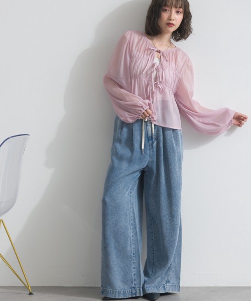 【デニムネイビー再入荷】接触冷感 9.5oz とろみ リヨセル デニム イージー バギーパンツ【2026年春新作】