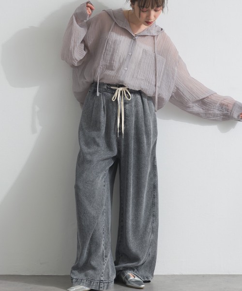 【デニムネイビー再入荷】接触冷感 9.5oz とろみ リヨセル デニム イージー バギーパンツ【2026年春新作】