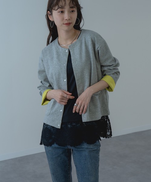◇再入荷◇【2026SS新商品】裾レースタンクトップ　トップス　カットソー　レース　インナー　タンクトップ