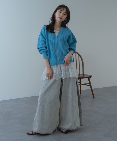 ◇再入荷◇【2026SS新商品】裾ひげレースタンクトップ　/　トップス　髭レース　裾レース　インナー