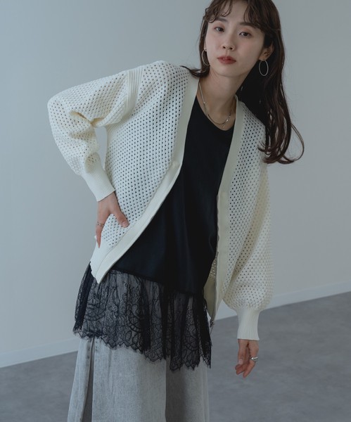 ◇再入荷◇【2026SS新商品】裾ひげレースタンクトップ　/　トップス　髭レース　裾レース　インナー
