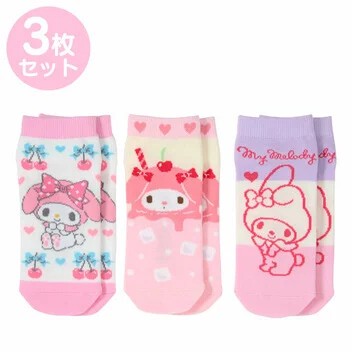 【サンリオ】キッズスニーカーインソックス3足セット