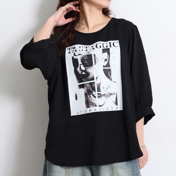 プリントボリュームスリーブTシャツ　2026新作SS春夏