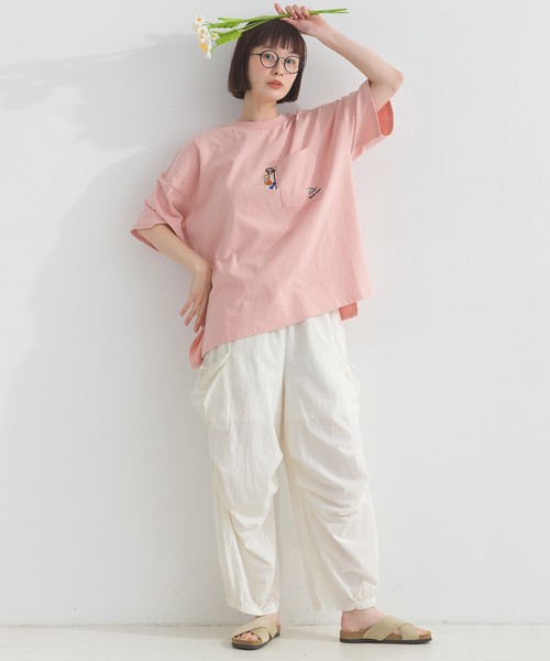 【在庫限り！】16OE天竺 アニマル アククティブ 刺繍  Tシャツ 半袖