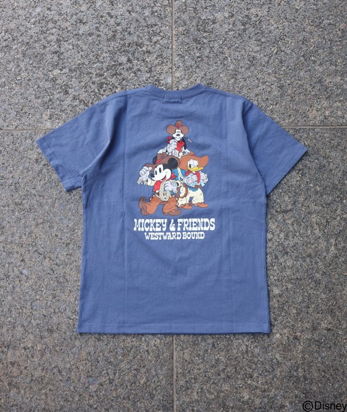 【ミッキーマウス】ウエスタンミッキーカスレプリントベーシックサイズTEE