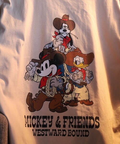 【ミッキーマウス】ウエスタンミッキーカスレプリントベーシックサイズTEE