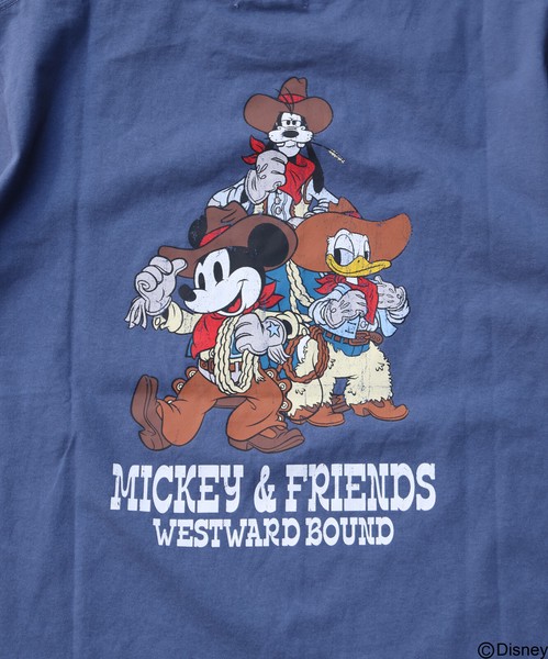 【ミッキーマウス】ウエスタンミッキーカスレプリントベーシックサイズTEE
