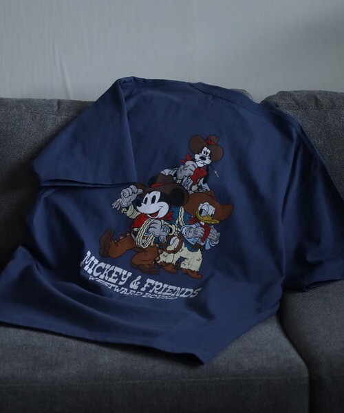 【ミッキーマウス】ウエスタンミッキーカスレプリントベーシックサイズTEE