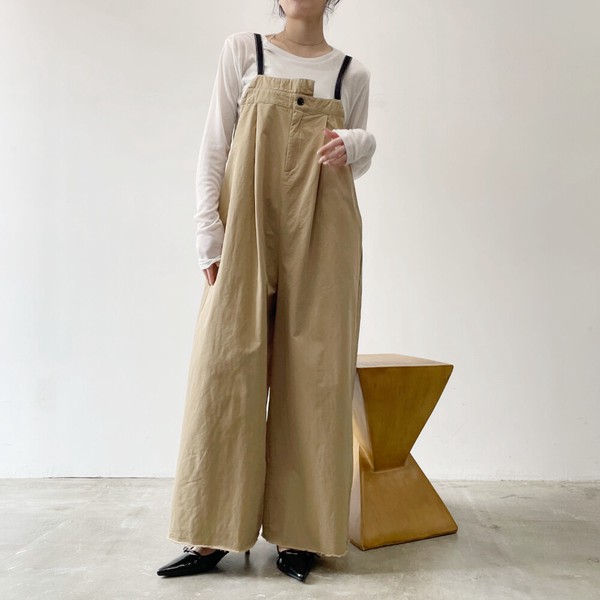 【2026新作一部予約】綿ツイルアシメサロペット
