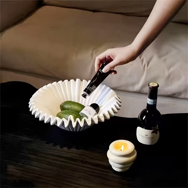 アーティスティックな陶器オブジェ 流れるような不規則ウェーブ フレンチアンティーク調卓上飾り