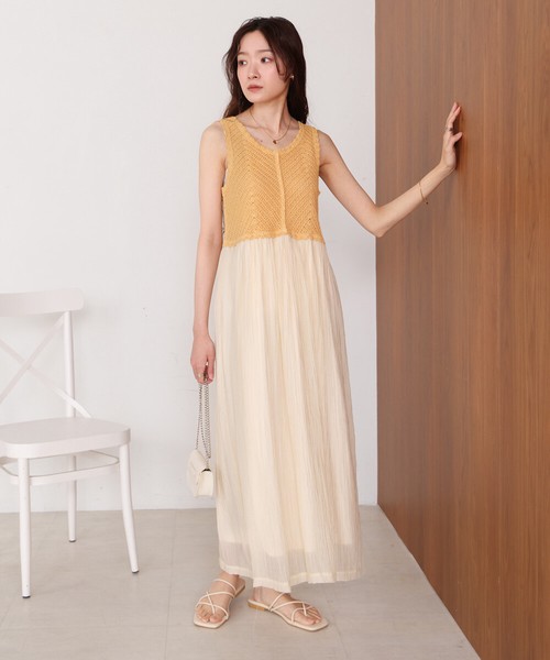 【SALE】再入荷：クロシェコンビキャミワンピース◇人気のデザインから新色＆Lサイズ登場