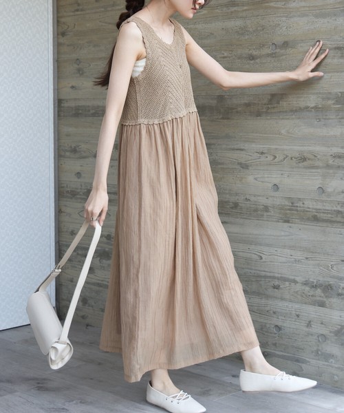 【SALE】再入荷：クロシェコンビキャミワンピース◇人気のデザインから新色＆Lサイズ登場