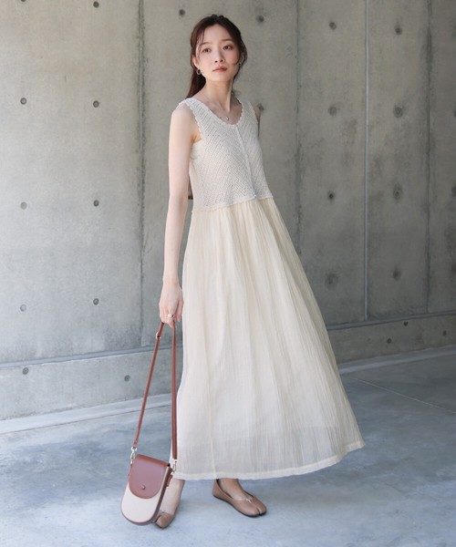【SALE】再入荷：クロシェコンビキャミワンピース◇人気のデザインから新色＆Lサイズ登場