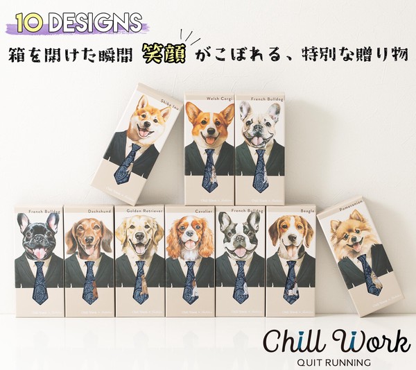 CHILL WORK × Jubilee ウォッシャブル ドッグネクタイ ペイズリー柄 犬刺繍 箱付き