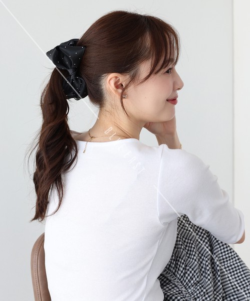 2026新作【サテン＆チュールリボンバナナクリップ】ヘアクリップ　ヘアアクセサリー　リボン