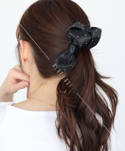 2026新作【サテン＆チュールリボンバナナクリップ】ヘアクリップ　ヘアアクセサリー　リボン