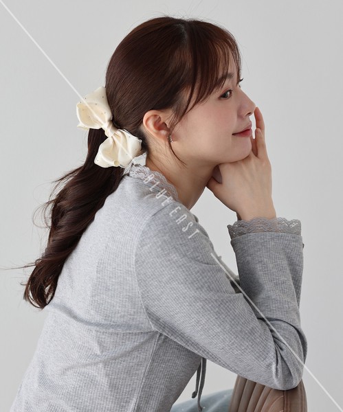 2026新作【サテン＆チュールリボンバナナクリップ】ヘアクリップ　ヘアアクセサリー　リボン