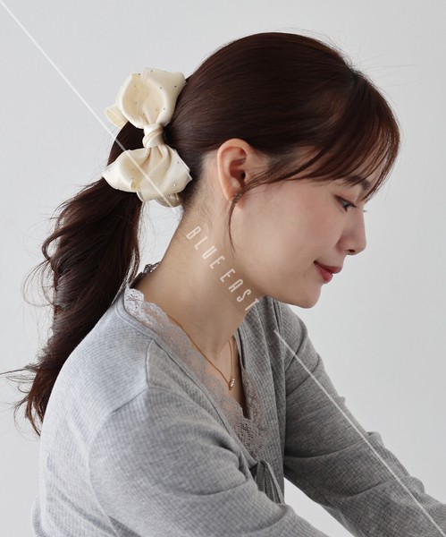 2026新作【サテン＆チュールリボンバナナクリップ】ヘアクリップ　ヘアアクセサリー　リボン