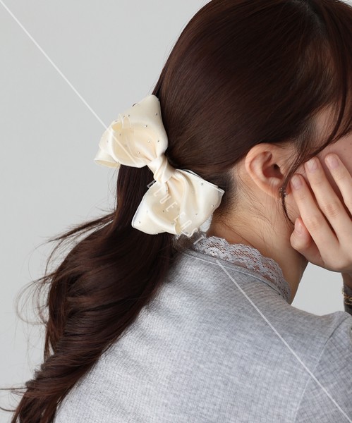 2026新作【サテン＆チュールリボンバナナクリップ】ヘアクリップ　ヘアアクセサリー　リボン