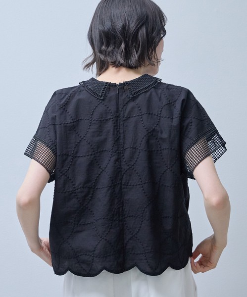 【即納】【7/上旬〜予約販売】襟付き裾スカラップ 刺繡ブラウス　2026SS　新作人気  chouchou東京