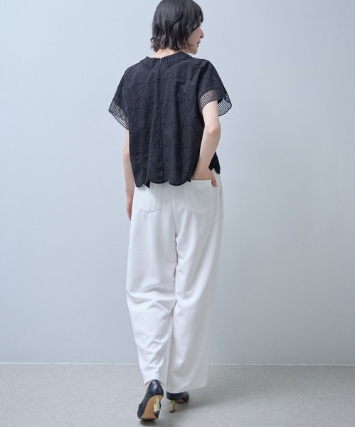 【即納】【7/上旬〜予約販売】襟付き裾スカラップ 刺繡ブラウス　2026SS　新作人気  chouchou東京