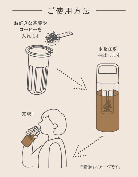 ◆ WB-05B ストレーナー付ウォーターボトル500ml モカベージュ