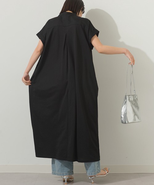 接触冷感Vネックタックワンピース