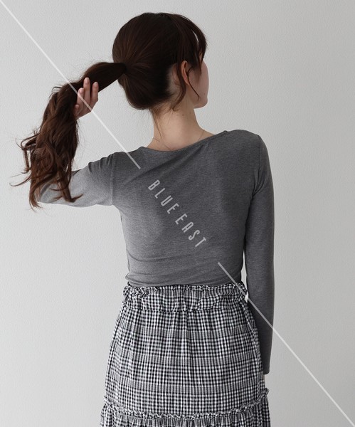 2026新作【フロントリボンTシャツ】長袖　リボン　カットソー