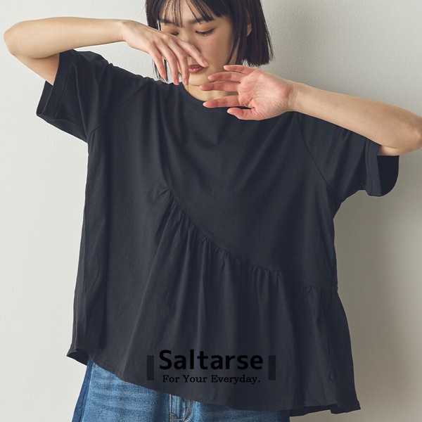 【Saltarse】切替アシンメトリーフレアカットソー