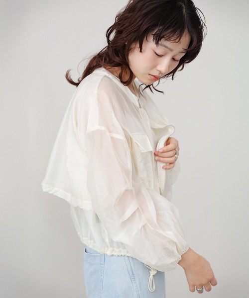 【SALE】シアーブルゾン ドロストデザイン 軽量ブルゾン◇UV対策 冷房対策 羽織り  2026新作