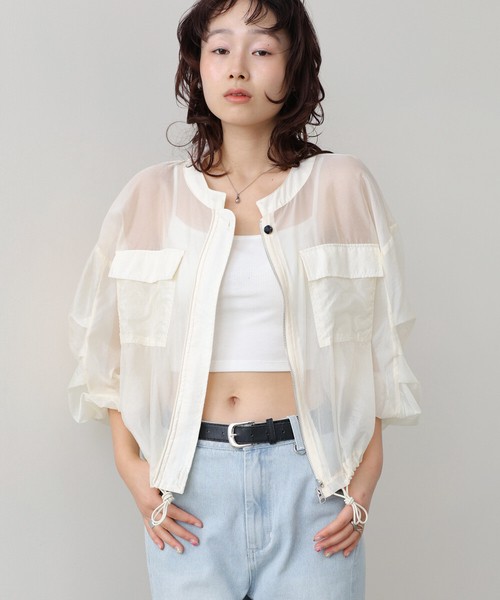 【SALE】シアーブルゾン ドロストデザイン 軽量ブルゾン◇UV対策 冷房対策 羽織り  2026新作