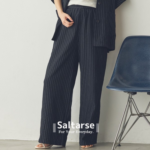 【Saltarse】無地＆ストライプリラックスパンツ