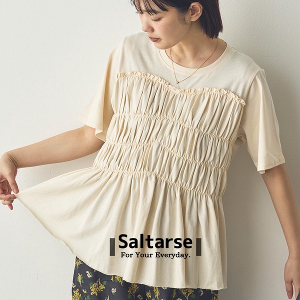 【Saltarse】シャーリングフレアカットソー