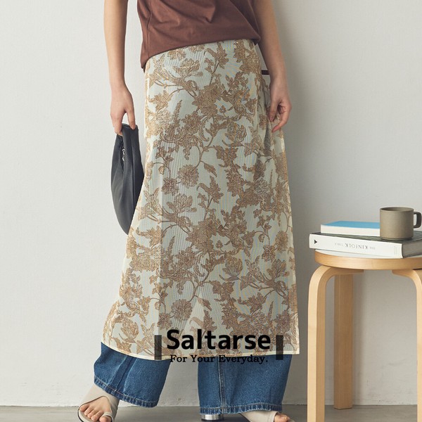 【Saltarse】メッシュ花柄プリントラップスカート