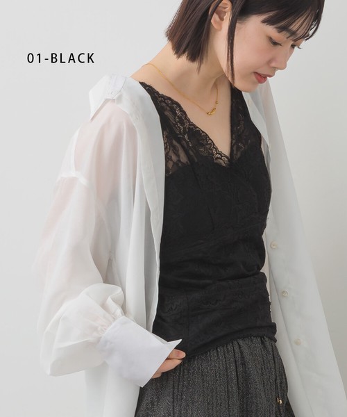 【Petit Fleur】カップ付きレースタンクトップ