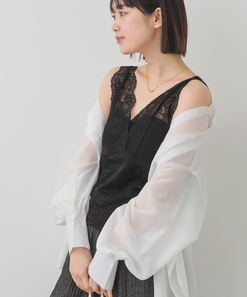 【Petit Fleur】カップ付きレースタンクトップ