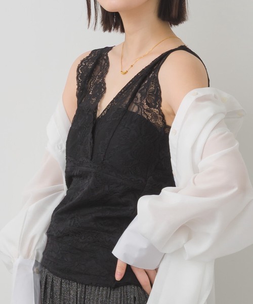 【Petit Fleur】カップ付きレースタンクトップ