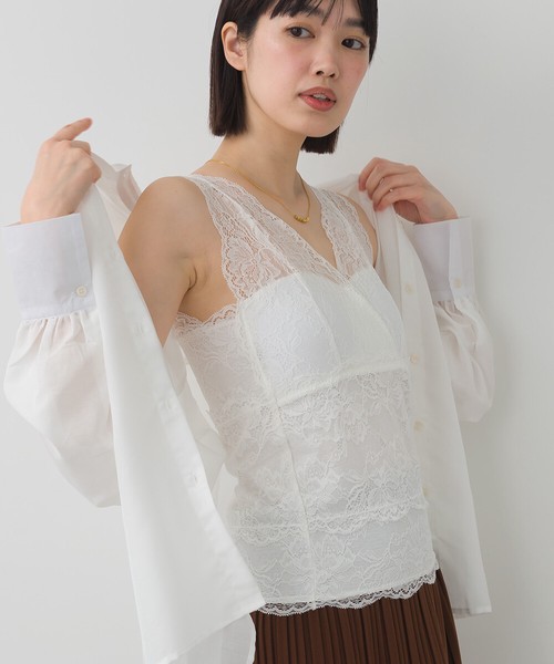 【Petit Fleur】カップ付きレースタンクトップ