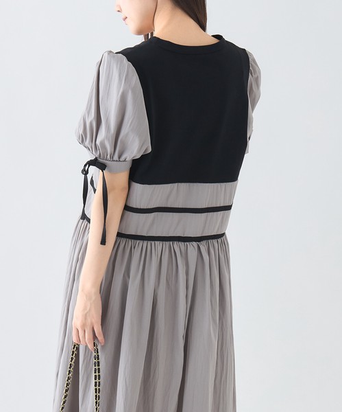 【WEB限定特別価格】リボン付ガーリー切替ワンピース　skypink東京