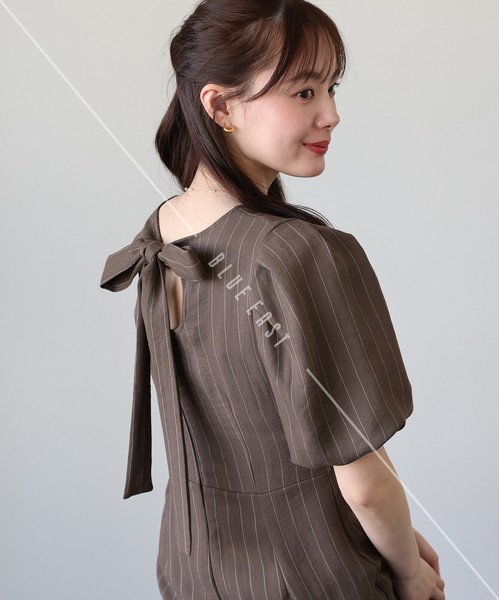 ★新色追加★【バックリボンマーメイドワンピース】半袖　ロングワンピース　ドット