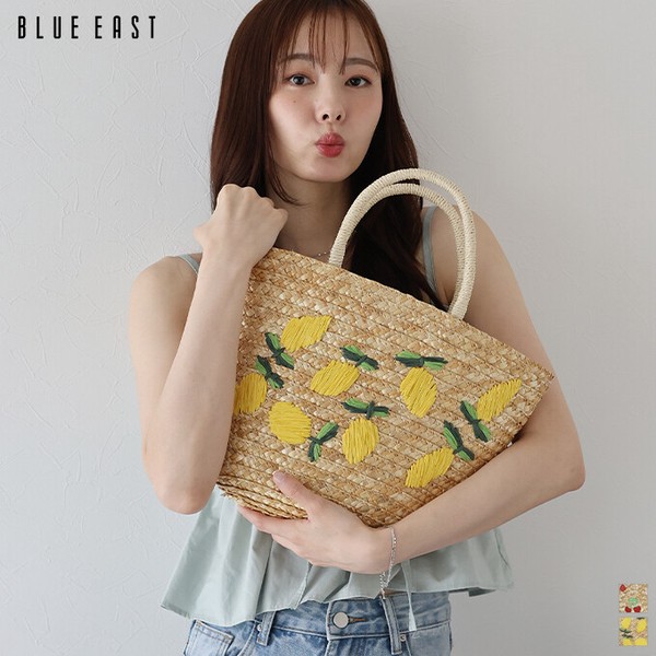 再入荷【フルーツ刺繍かごバッグ】鞄　 ハンドバッグ　かごバッグ　刺繍
